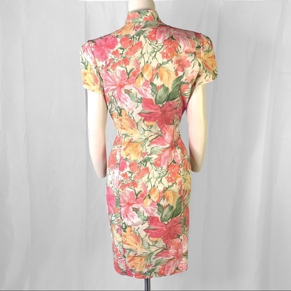 VINTAGE GARDANIA PARIS FLORAL  MULTICOLOUR BUTTON UP DRESS SHORT SLEEVES MEDIUM - Picture 16 of 17